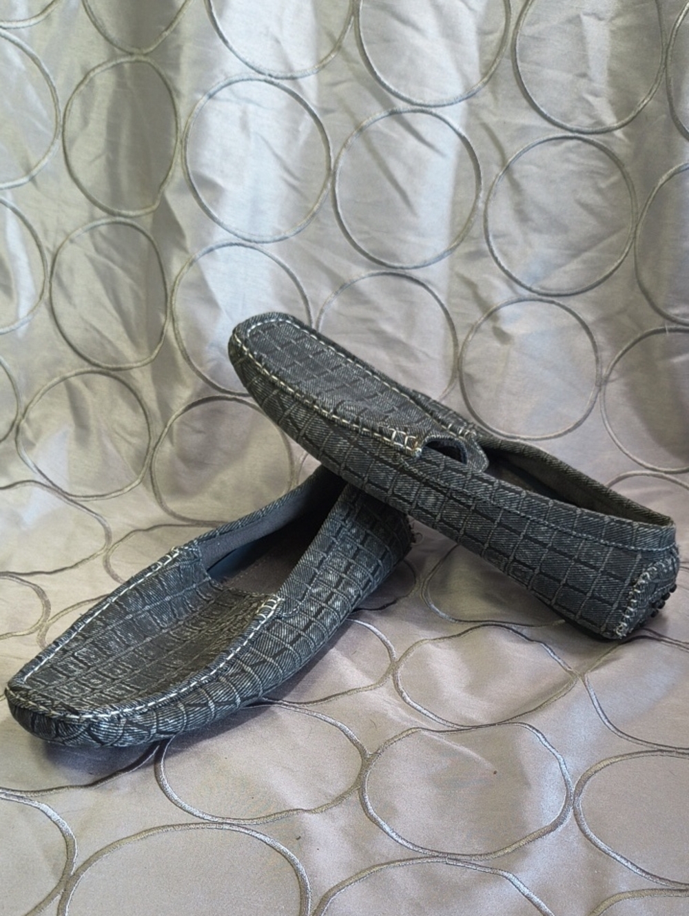 Yateks Gray Faux Embossed Textured Slip-On Loafer Lightweight Casual Slipper